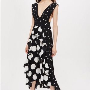 Topshop polka dot pinafore dress